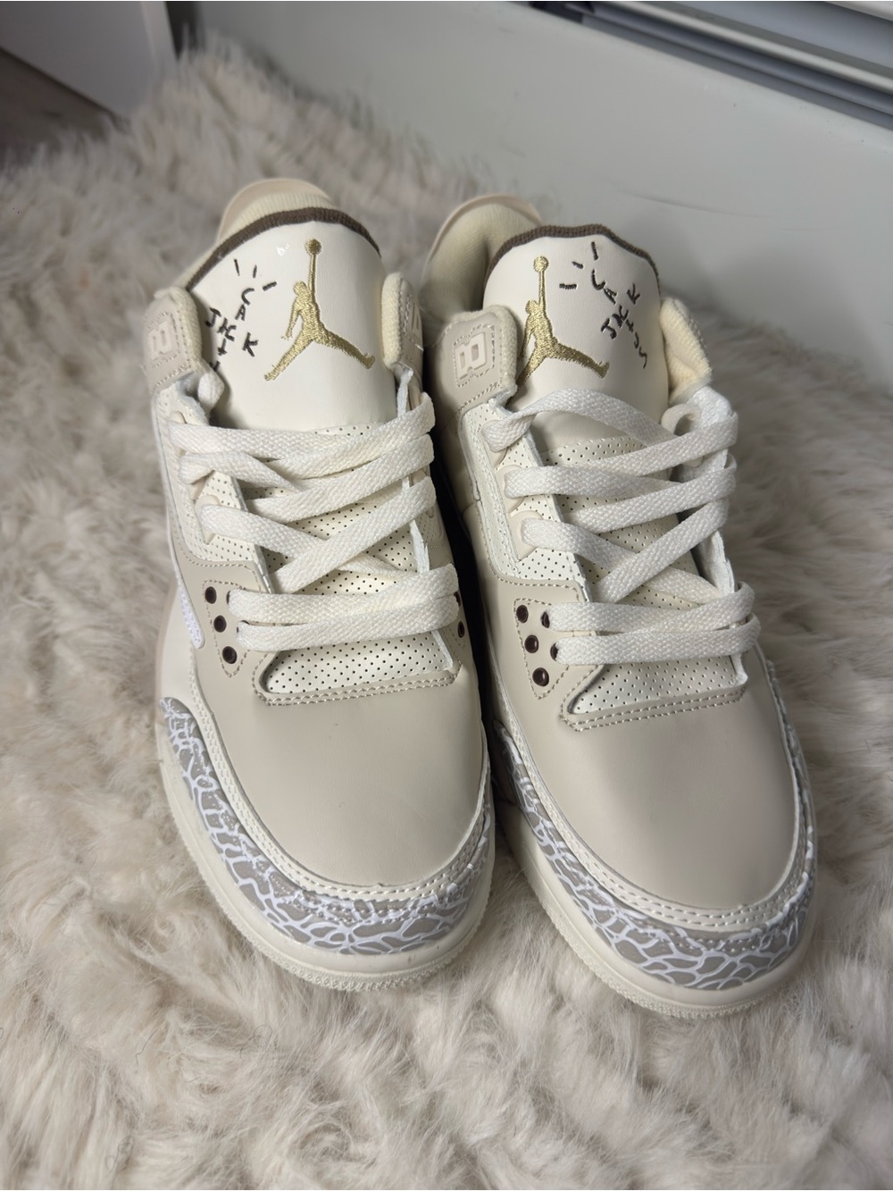 Jordan Women’s Sneakers in Cream with Gold Accents